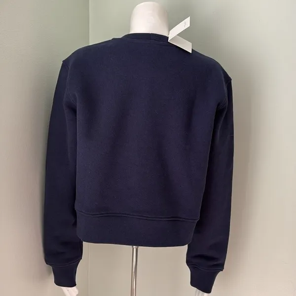 Organic Basics Navy Cropped Sweatshirt Medium NEW Blue - Image 6