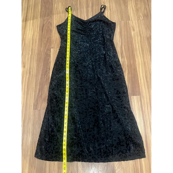 Rachel Zoe Black Velvet Burnout Devoré Midi Dress Whimsigoth 90s Style L - Image 5