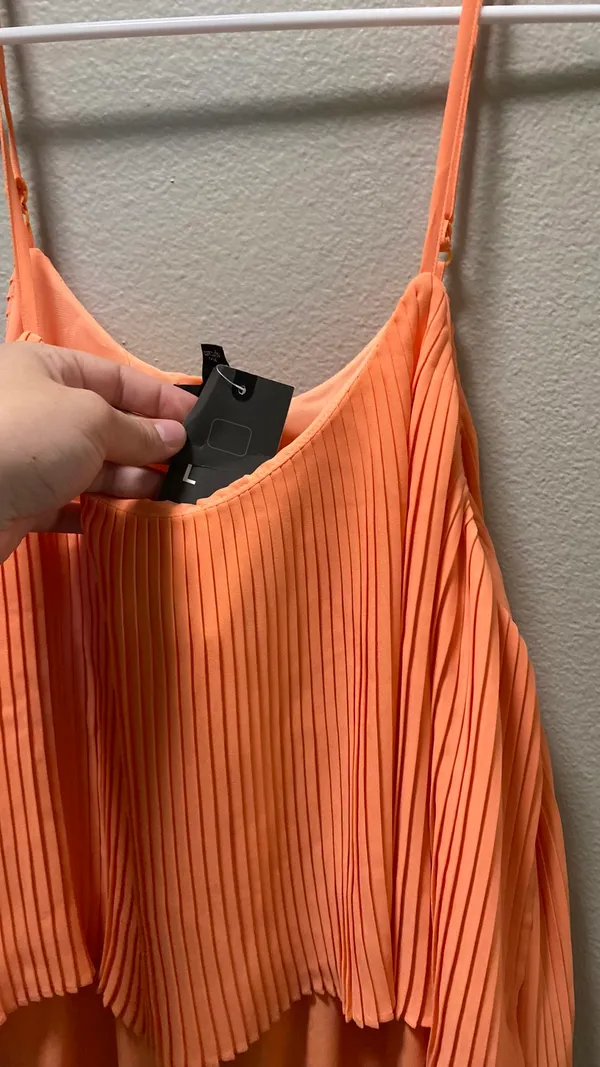 Mossimo Peach Pleated Overlay Dress - Image 5