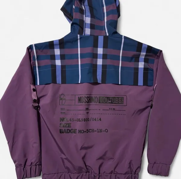 10.Deep x Pokémon Pikachu hooded windbreaker jacket purple plaid size L - Image 4