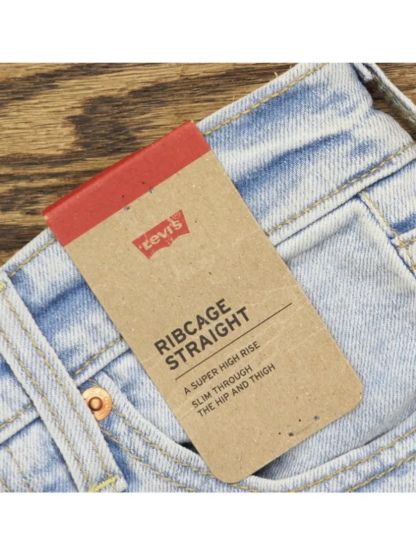 Levi's Womens Ribcage Straight Full Length Jeans Button Fly All Alone Blue 24x32 - Image 7