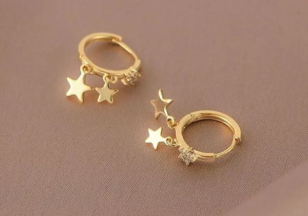 13mm Star Gold Hoop Earrings for Women - Image 3