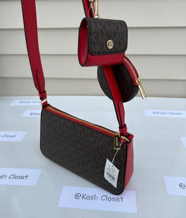 MK Jet Set Travel SM Crossbody With Tech Attach -Flame - Image 6