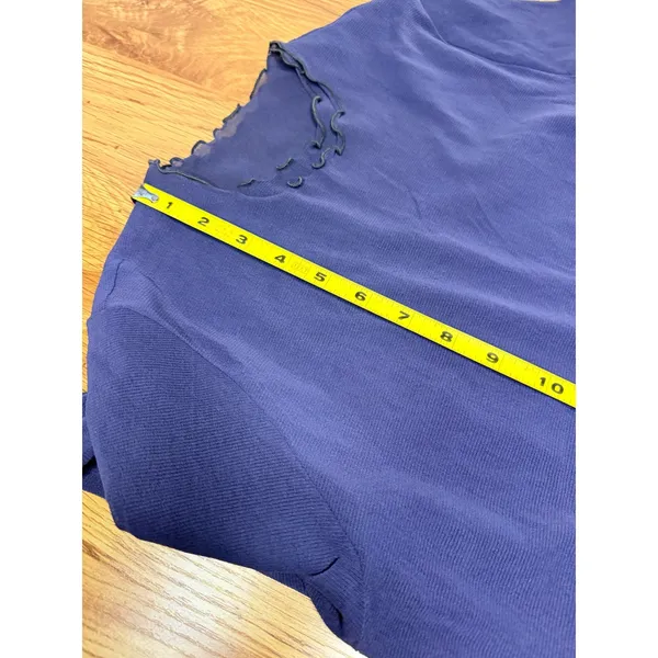 Y2k Mesh Top Lettuce Trim Custom‎ Made Double Layer Mesh Steel Blue Medium - Image 8