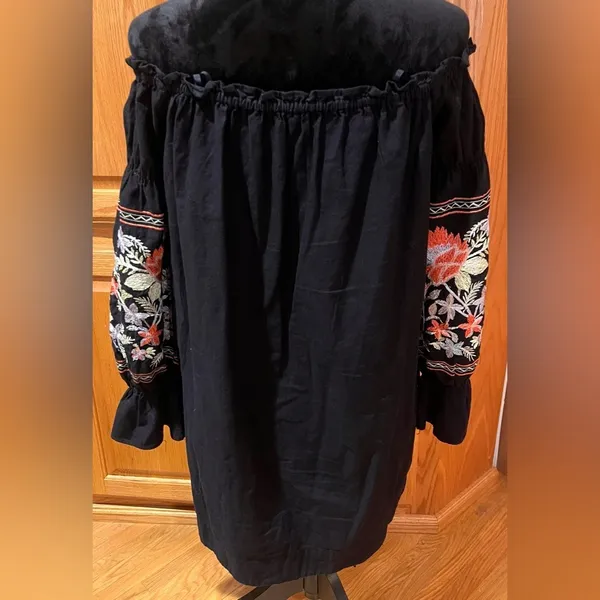 Free People Fleur‎ Du Jour Floral Embroidered Off-the-Shoulder Mini Dress Small - Image 11