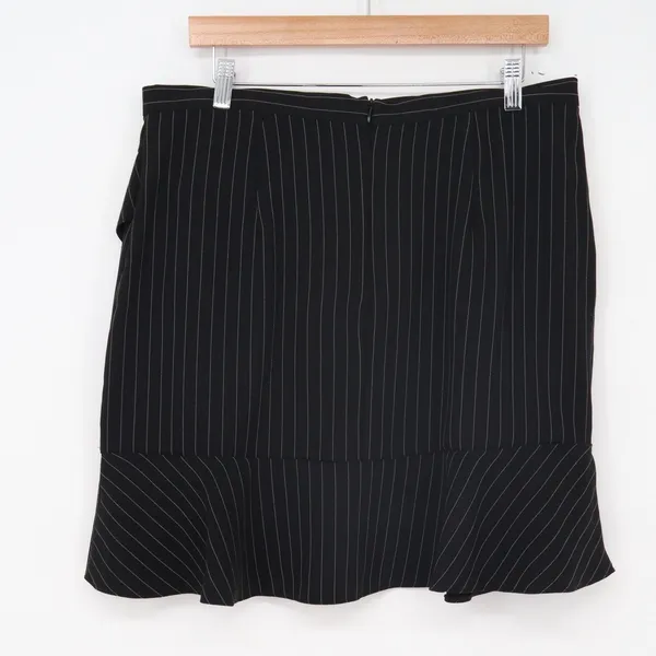 Atmosphere Skirt Womens 12 Ruffle Hem Black Pinstripe Career Excellent - Image 4