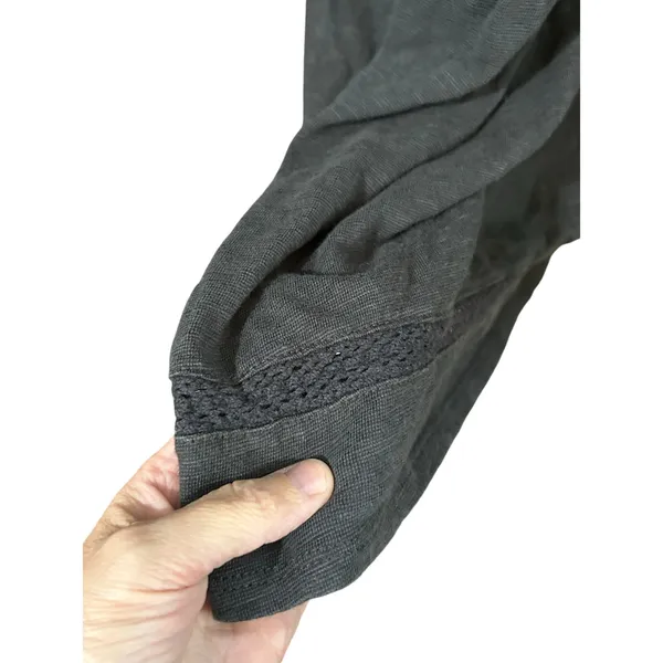 Canyon Retreat dark grey linen blend midi dress medium modest - Image 8