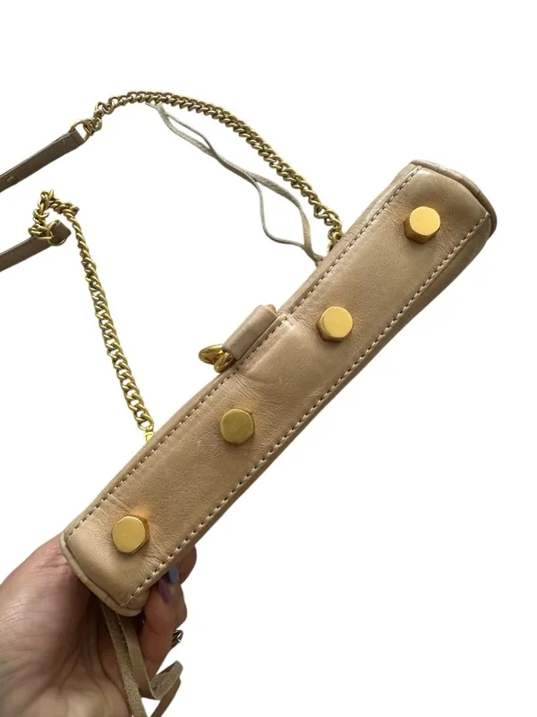 REBECCA MINKOFF Tan Gold Leather MAC Crossbody Bag - Image 6