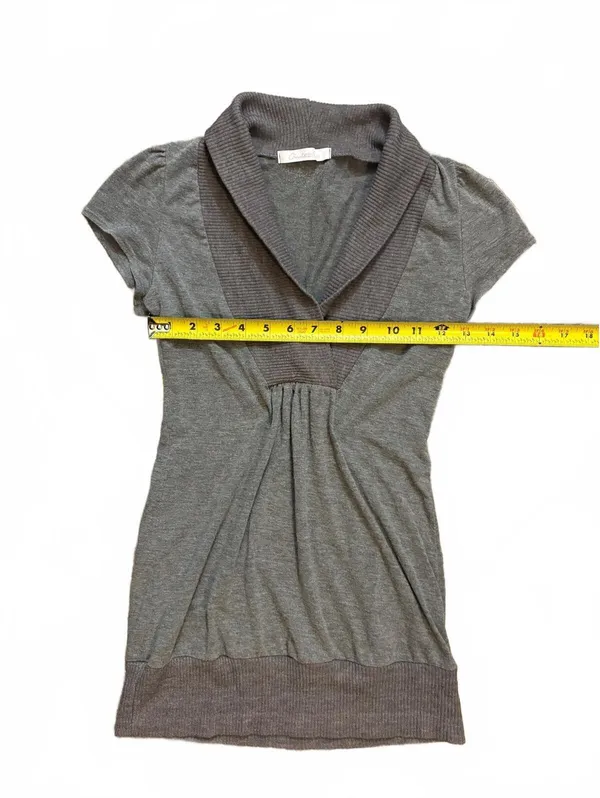 Vintage Y2K Charlotte Russe Gray Shawl Collar Tunic Top Small Made in USA - Image 3