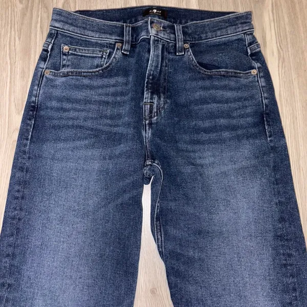 7 For All Mankind Jeans Dark Denim Straight Jeans - Image 4
