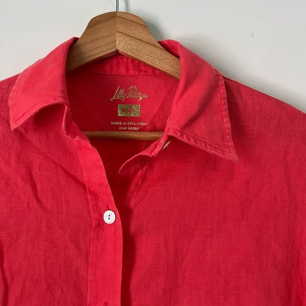 Stevey Relaxed Button Down Linen Shirt XXS OVERSIZED - Image 3