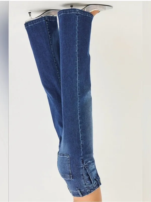 Risen Slant Pocket Wide Leg Jeans Blue Size 26 - Image 4