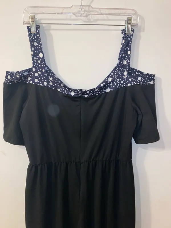Black V-Neck Cold-Shoulder Pant Jumpsuit Size XXL Like New - Image 6