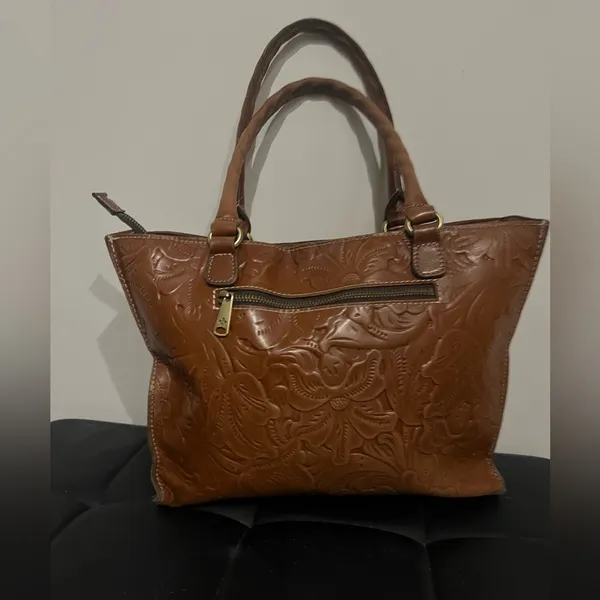 Patricia Nash Zancona Tooled Brown Leather Tote Reiti Wallet New With Tags $308 - Image 4