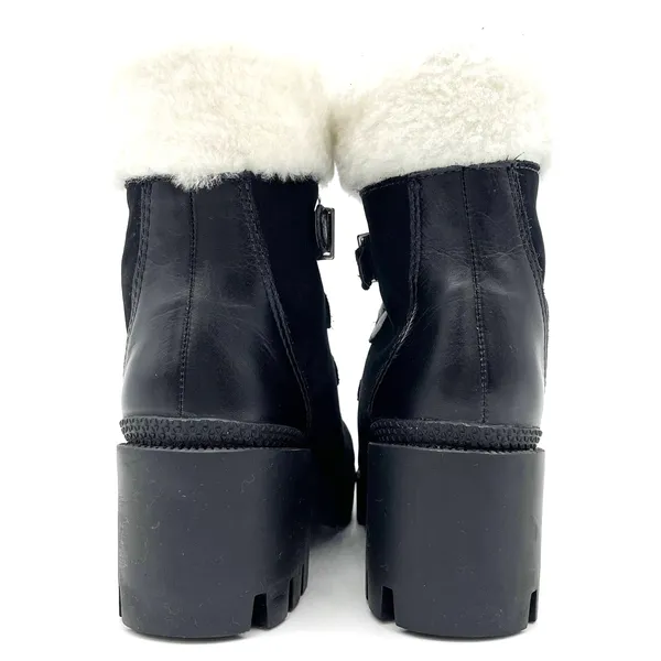 NEW‎ Schutz Womens 6 Aretuza Black Suede & Shearling Combat Boots Waterproof - Image 3
