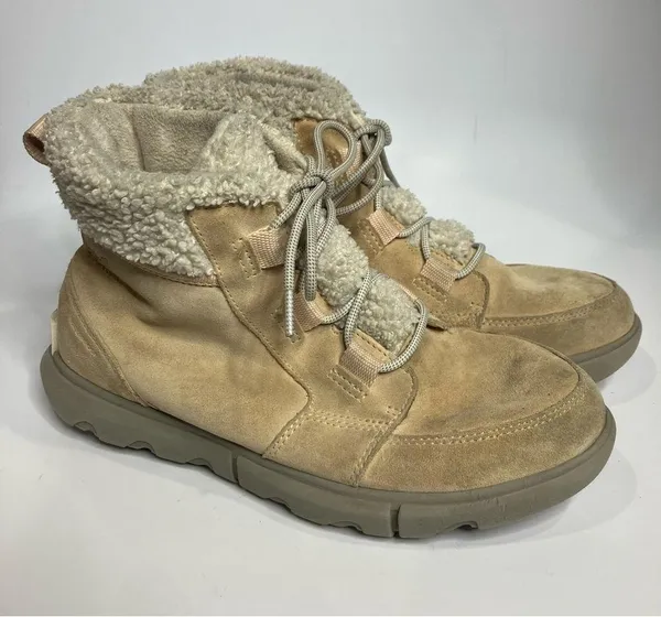 Explorer next carnival waterproof boots cream suede lace up boots womens size 10 - Image 4
