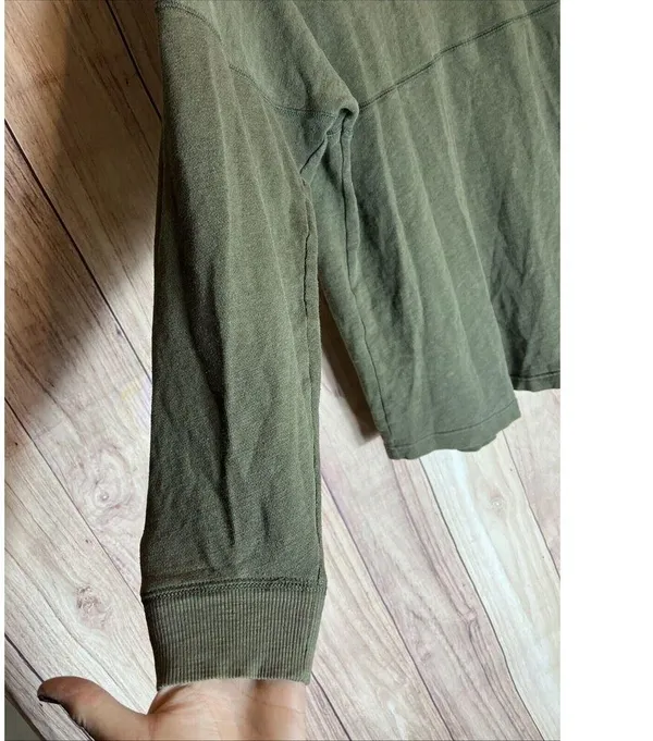 Pink Victoria's Secret Women's Olive Green Sweatshirt Size Medium Long Sleeve - Image 6