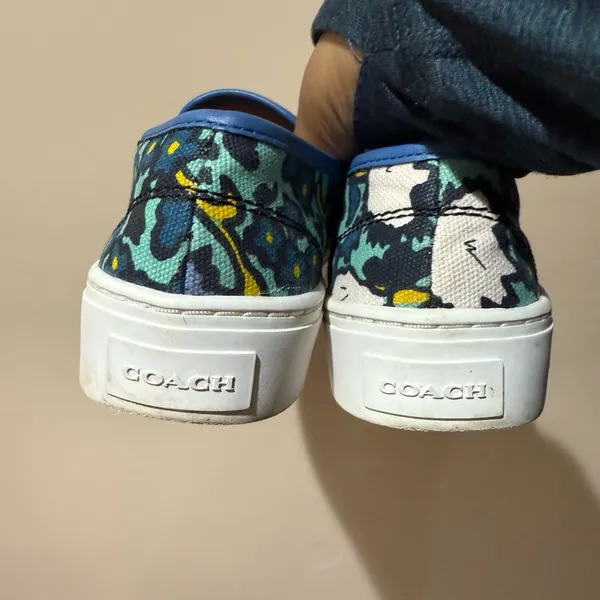 Coach Cameron‎ Aqua Blue Floral Flat Slip-on Sneakers Women’s US Size 6.5 T - Image 6
