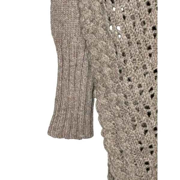 Angel of the North Cardigan Women XS Taupe Crochet Open Front‎ Shawl Collar Boho - Image 3