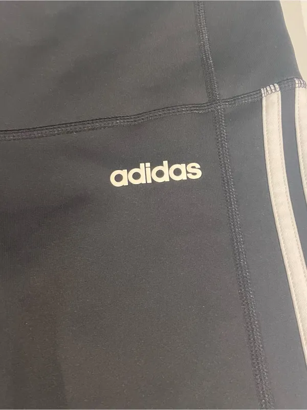 Adidas Climalite Capri Legging 3 Stripe Black Pocket Athletic Womens M Running - Image 11