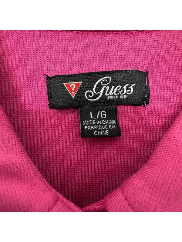 Guess Women's Pink Polo Style Vintage Y2K Casual Dress Button Detail Size L - Image 4