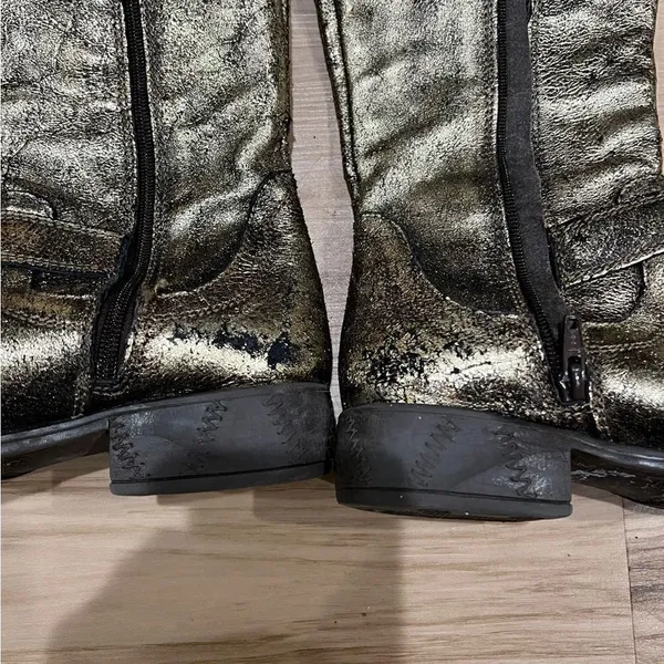 Eric Michael Gold Crackle Riding Boots Women’s (35) 4.5/5 - Image 3