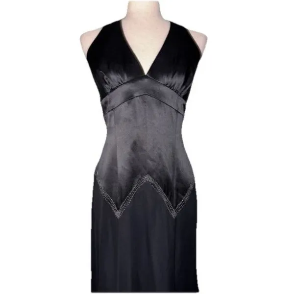 BCBG MaxAzria BCBG Paris Black Silk Halter Gown Sz 6 NWT Prom Wedding Gala Sexy - Image 3