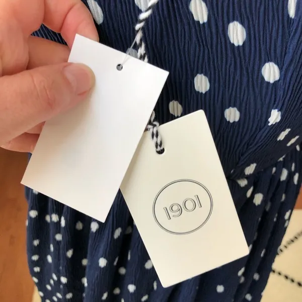 NWT 1901 Polka Dot Chiffon Navy Blue Dress S SP - Image 10