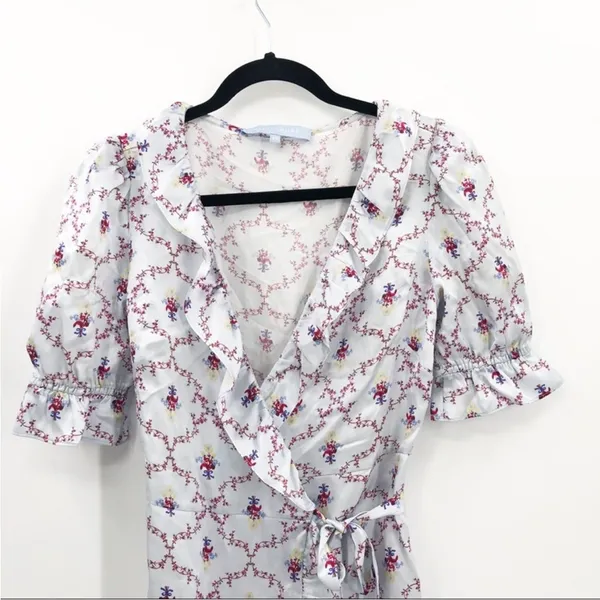 Hill House Nima Dress in Cabernet Trellis Floral Silk Extra Small - Image 4