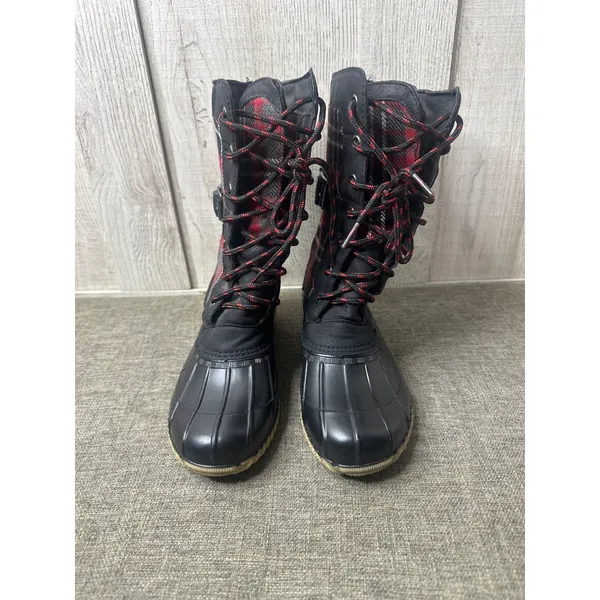 Maurices Whitney 15600 Womens Black Red Plaid Snow Boots Size 6M - Image 5
