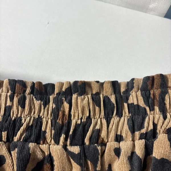 NWT Oddi Plus Sized Leopard Animal Print Corduroy Belt Paper Bag‎ Shorts Size 2X - Image 8