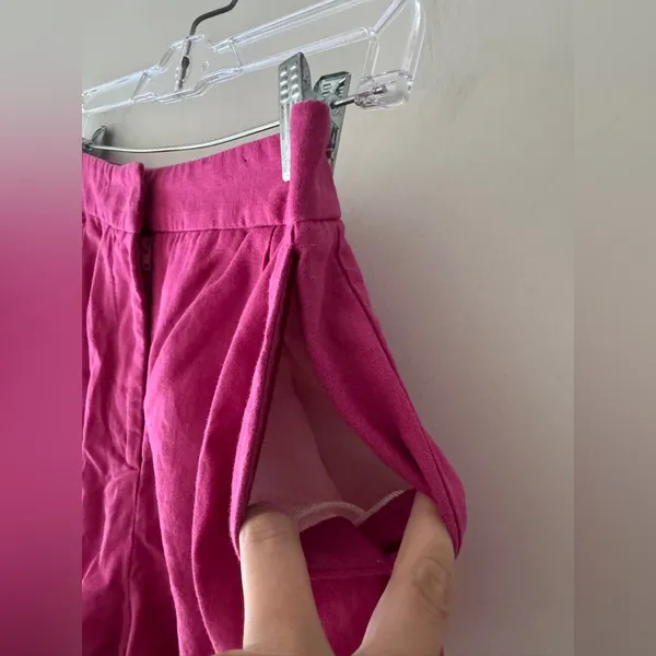 Zara Pink Fuchsia‎ Linen Blend Shorts - Image 4