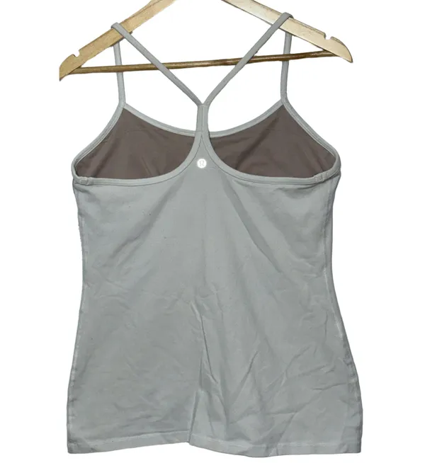 Lululemon Power Y Tank Top White Gray Athletic Racerback Shirt Womens Size 10 - Image 3