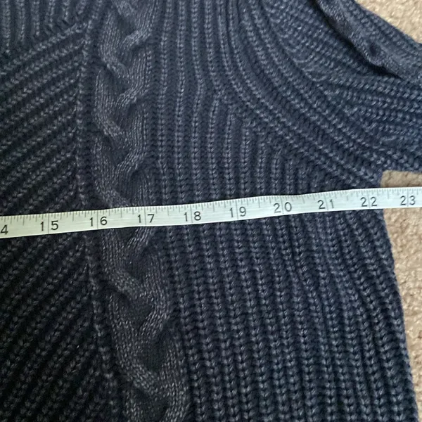 For The Republic Cotton Crewneck Sweater (Sz XL) Blue Distressed Cable Knit - Image 8