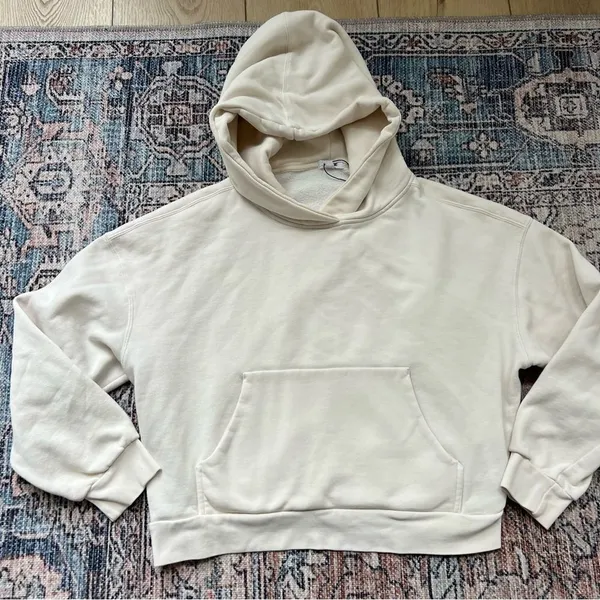 Garage UltraFleece Hoodie Off White Cream Women's Pullover Size L/XL Sweatshirt - Image 6