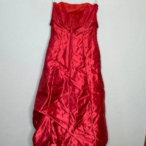 Vintage Strapless‎ Formal Dress Red Size M - Image 4