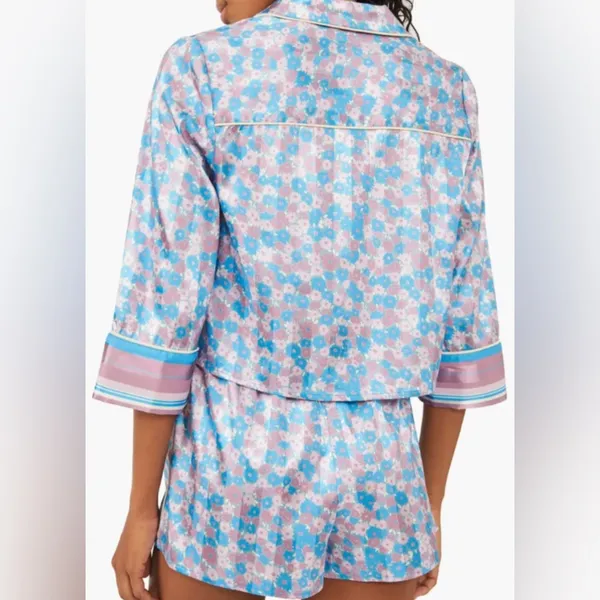 Free People Pillow Talk Satin Pajamas Top in Cool Lavender Size Small EUC - Image 5