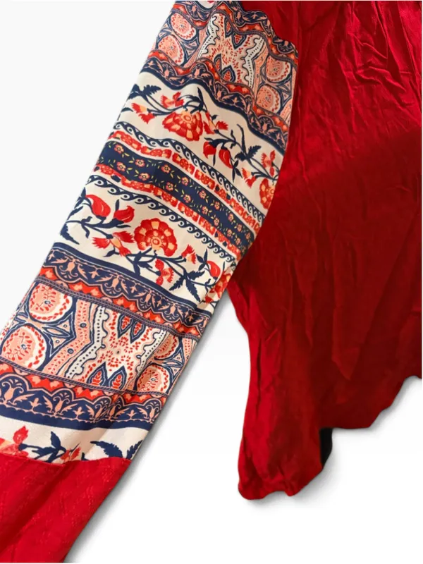 Style & Co Medley Muse Red Textured Long Sleeve Blouse Size L (22” PTP) NWT - Image 3