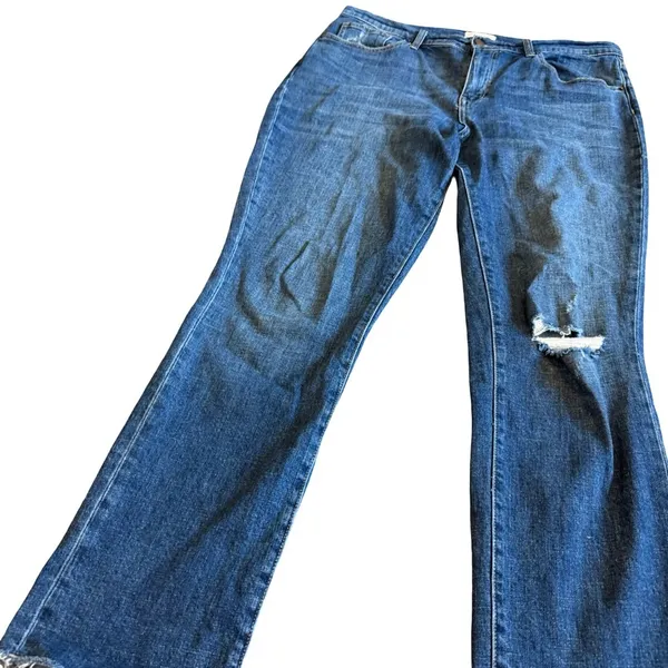 Oliver Logan Crosby Relaxed Taper Jeans Dark Wash Distressed Slow Denim Size 31 - Image 5