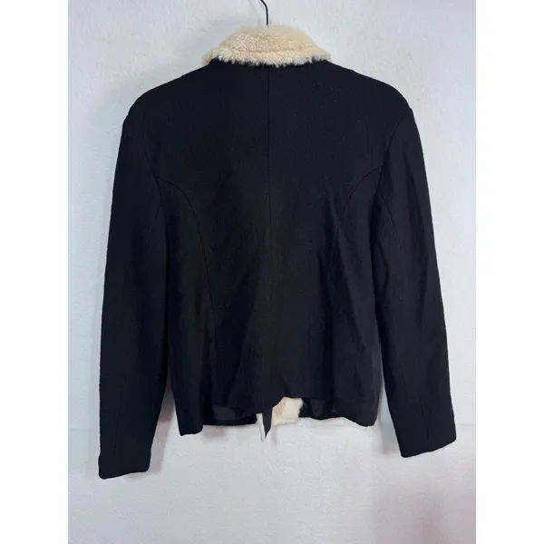 Love Tree Faux Fur Trim Biker Jacket Women Large Black‎ Moto Asymmetrical Zip - Image 6