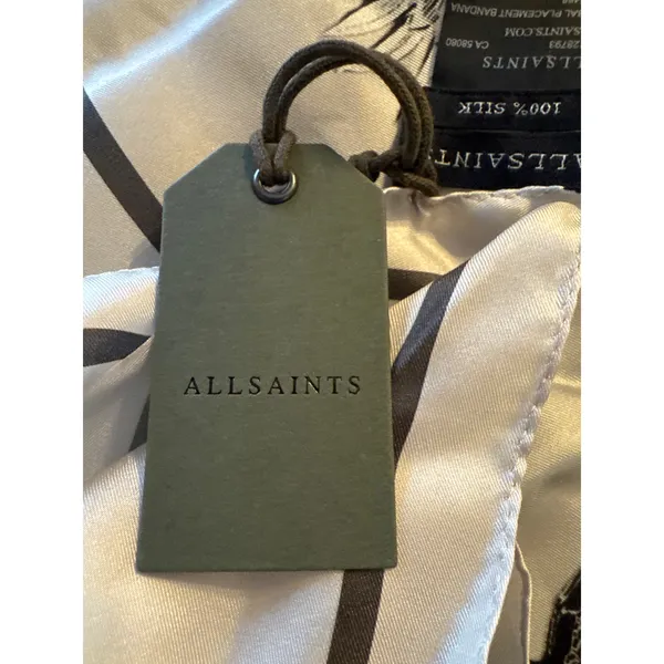 Brand New AllSaints Sanibal Placement Bandana 100% Silk Chalk White - Image 6