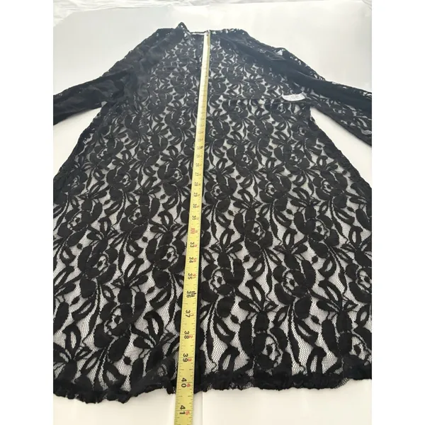 LuLaRoe Lace Open Front Duster Size S Black Cardigan Vest Rave Festival Witchy - Image 8
