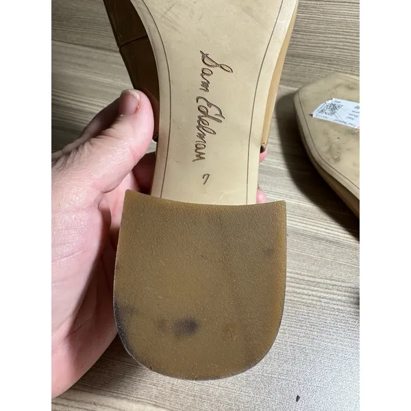 Sam Edelman Terra patent leather square-toe slingback block heel Tan Size 7 - Image 7