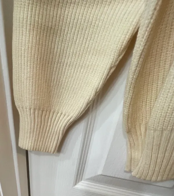 Cream Half-Zip Ribbed Sweater By LASLULU - Image 3