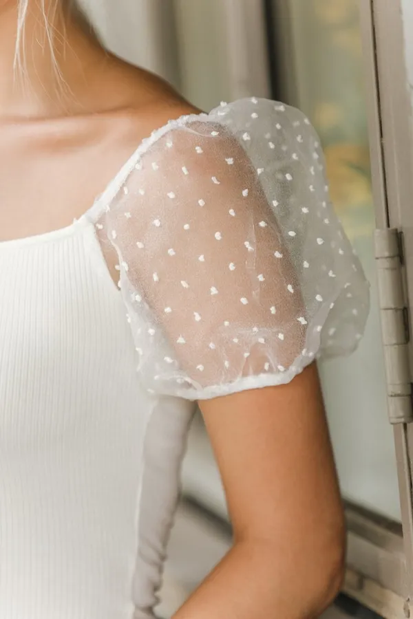 Altar'd State White Puff Sleeve Bodysuit - Image 2