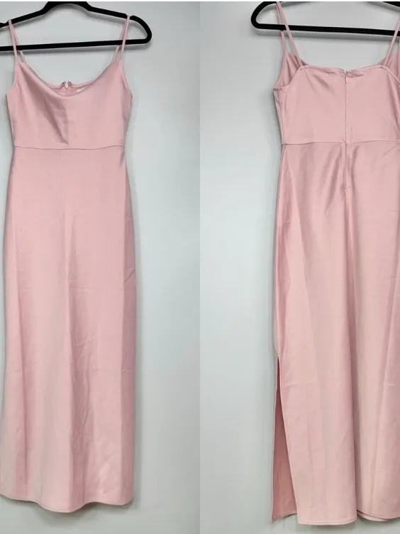 BHLDN Cowl Neck Cali Satin Charmeuse Midi Dress in Dusty Rose Pink - Image 3