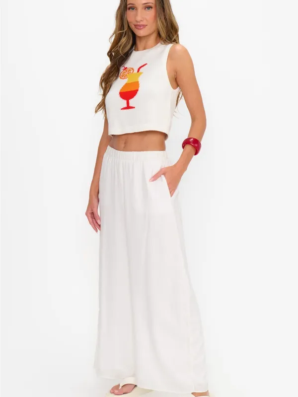 Show Me Your MuMu White Wide-Leg Linen-Blend Pants 100% Rayon Size XS - Image 2