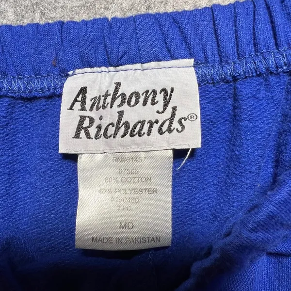 Vintage Anthony Richards Blue‎ 2 Piece Lounge Set Top Pants Sweatsuit M - Image 9