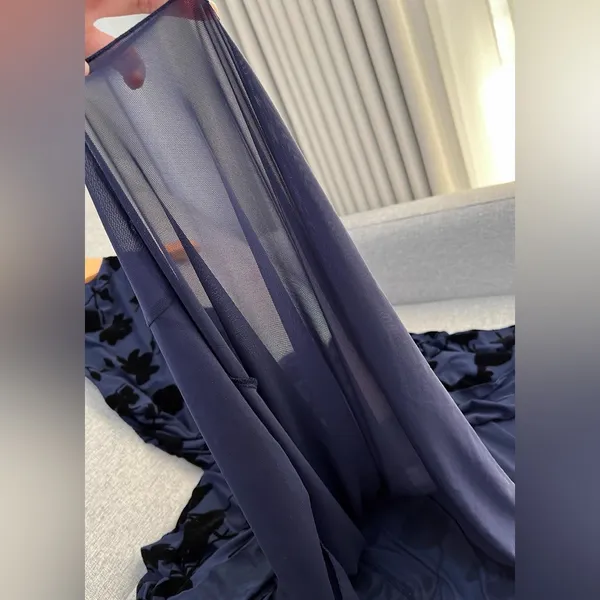Rails Cosmos Floral Ruched Mesh Maxi Dress Navy Floral Wedding Guest Dress S - Image 11