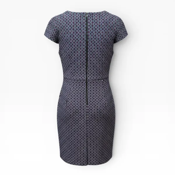 Darling Geometric Diamond Print Sheath Dress Womens‎ Small Blue Red Excellent - Image 4
